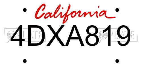 4DXA819 California License Plate