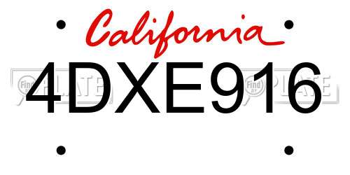4DXE916 California License Plate