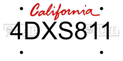 4DXS811 California License Plate