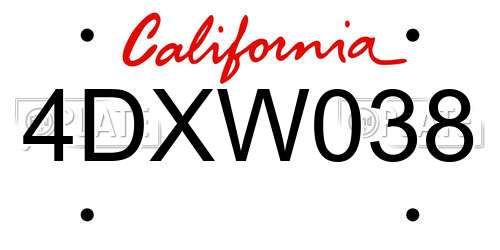 4DXW038 California License Plate