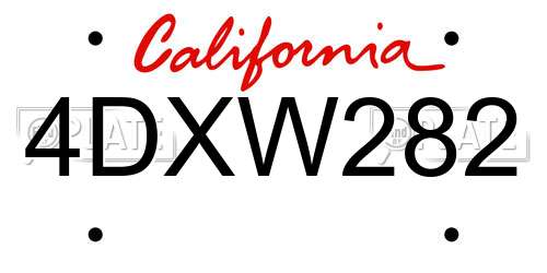 4DXW282 California License Plate