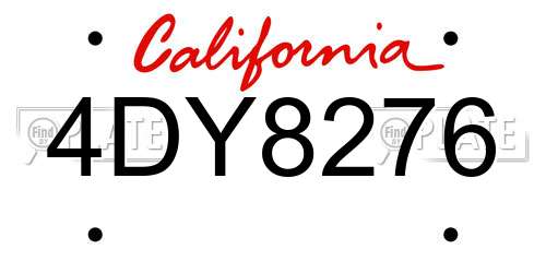 4DY8276 California License Plate