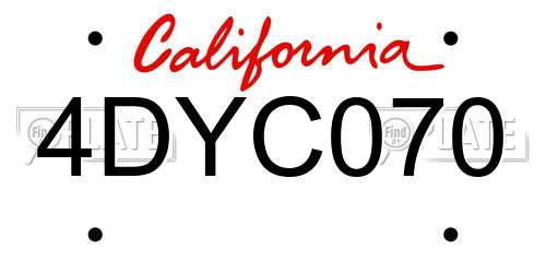 4DYC070 California License Plate
