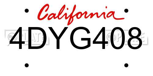 4DYG408 California License Plate