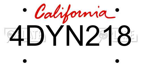 4DYN218 California License Plate