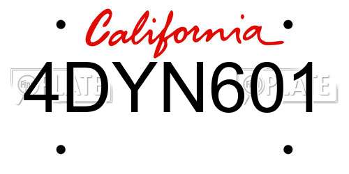 4DYN601 California License Plate