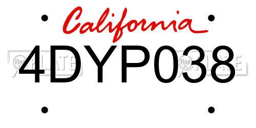 4DYP038 California License Plate