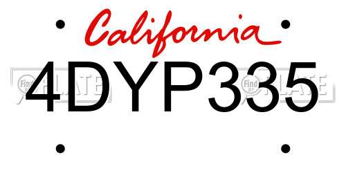 4DYP335 California License Plate