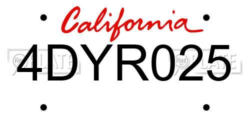 4DYR025 California License Plate