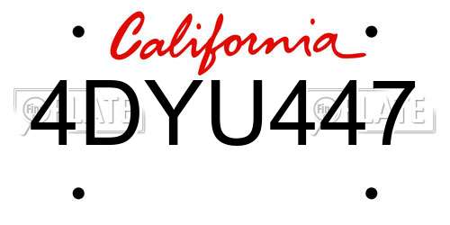 4DYU447 California License Plate
