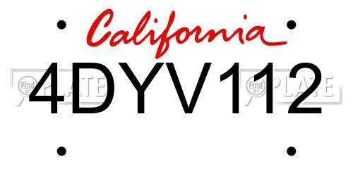 4DYV112 California License Plate