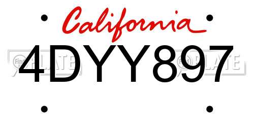 4DYY897 California License Plate
