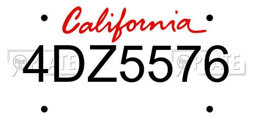 4DZ5576 California License Plate