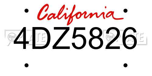 4DZ5826 California License Plate