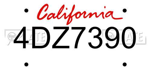 4DZ7390 California License Plate