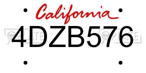 4DZB576 California License Plate