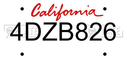 4DZB826 California License Plate