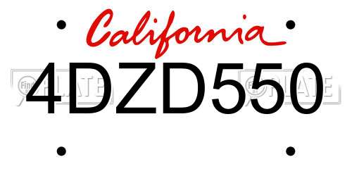 4DZD550 California License Plate