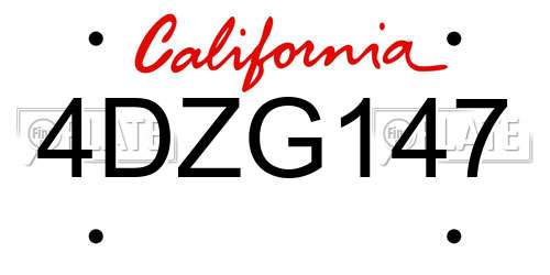 4DZG147 California License Plate
