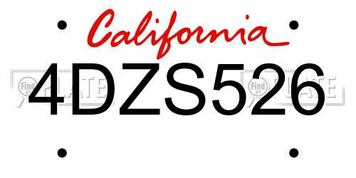 4DZS526 California License Plate