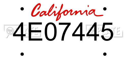 4E07445 California License Plate