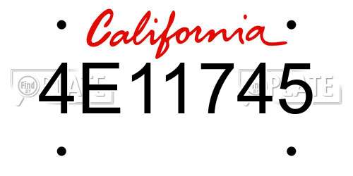 4E11745 California License Plate