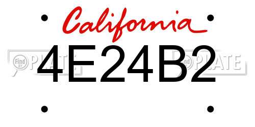 4E24B2 California License Plate