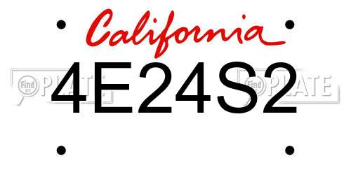 4E24S2 California License Plate