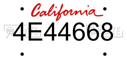 4E44668 California License Plate