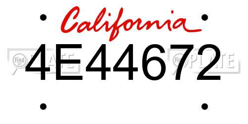 4E44672 California License Plate