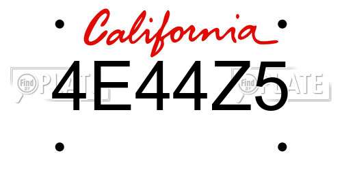 4E44Z5 California License Plate