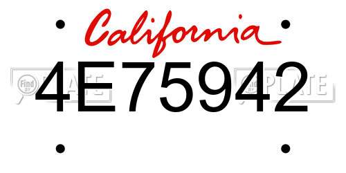 4E75942 California License Plate