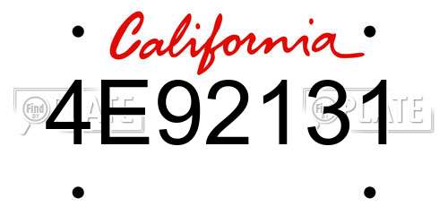 4E92131 California License Plate