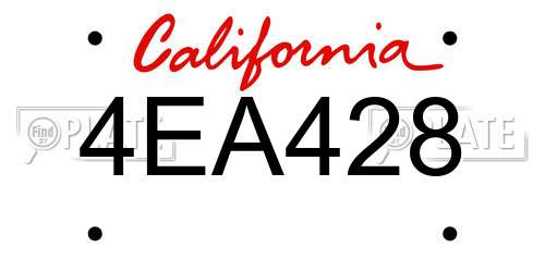 4EA428 California License Plate