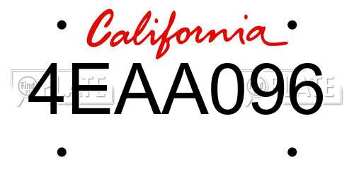 4EAA096 California License Plate