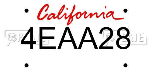 4EAA28 California License Plate