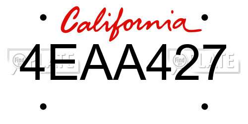 4EAA427 California License Plate