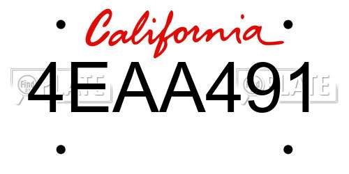 4EAA491 California License Plate