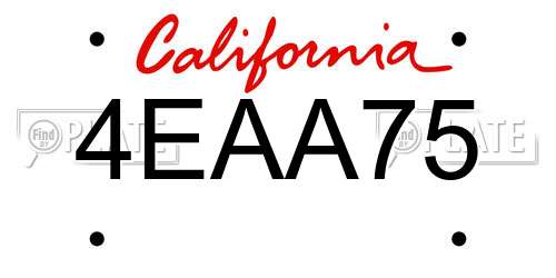 4EAA75 California License Plate