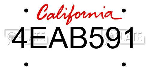 4EAB591 California License Plate