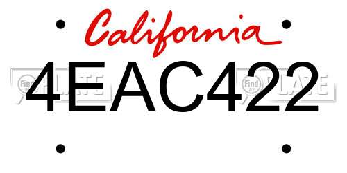 4EAC422 California License Plate