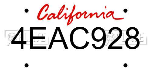 4EAC928 California License Plate