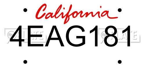 4EAG181 California License Plate