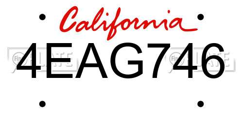 4EAG746 California License Plate