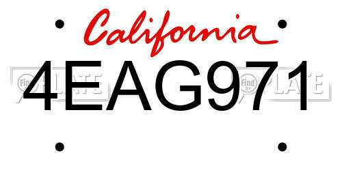 4EAG971 California License Plate