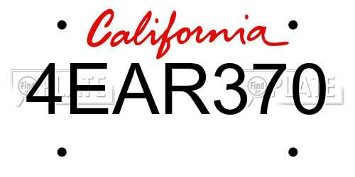 4EAR370 California License Plate