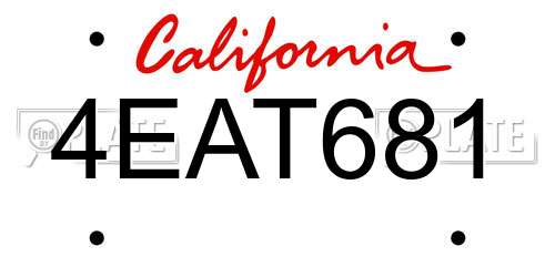 4EAT681 California License Plate