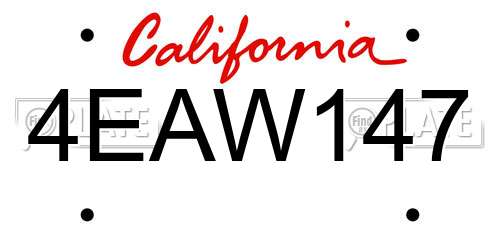 4EAW147 California License Plate