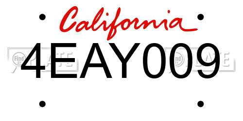4EAY009 California License Plate