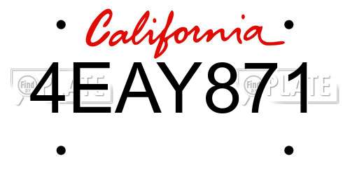 4EAY871 California License Plate